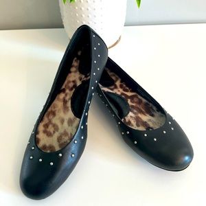 Born Karole black leather studded flats 6